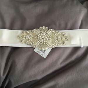 Rhinestone and Pearl Ivory Wedding Dress Belt